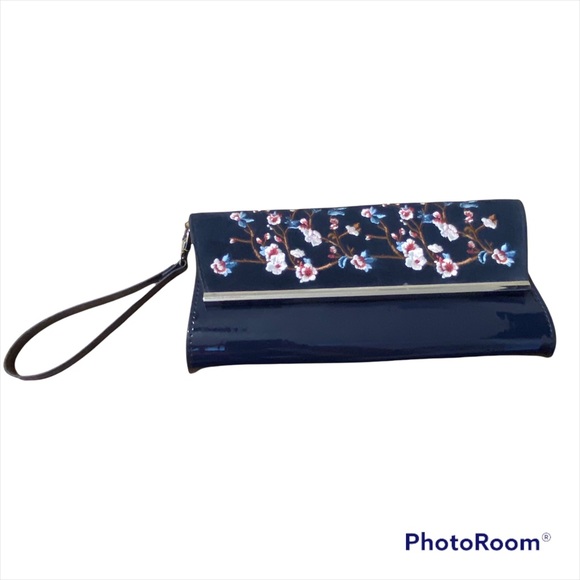 WHBM Embroidered Japanese Cherry Blossom Clutch